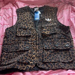 adidas Women's Leopard Print Vest - Black and Brown